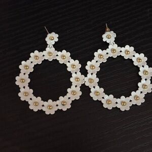 Floral Hoop Earrings with Gold Accents